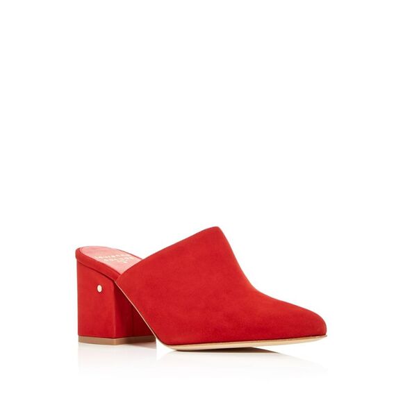 LAURENCE DACADE Shoes - LAURENCE DACADE Womens Red Areielle Slip On Leather Heeled Mules Shoes 37